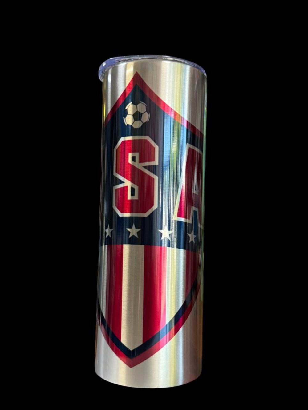 USA Soccer Stainless Steel Slim Tumbler, 30oz, Patriotic Shield Design with Star
